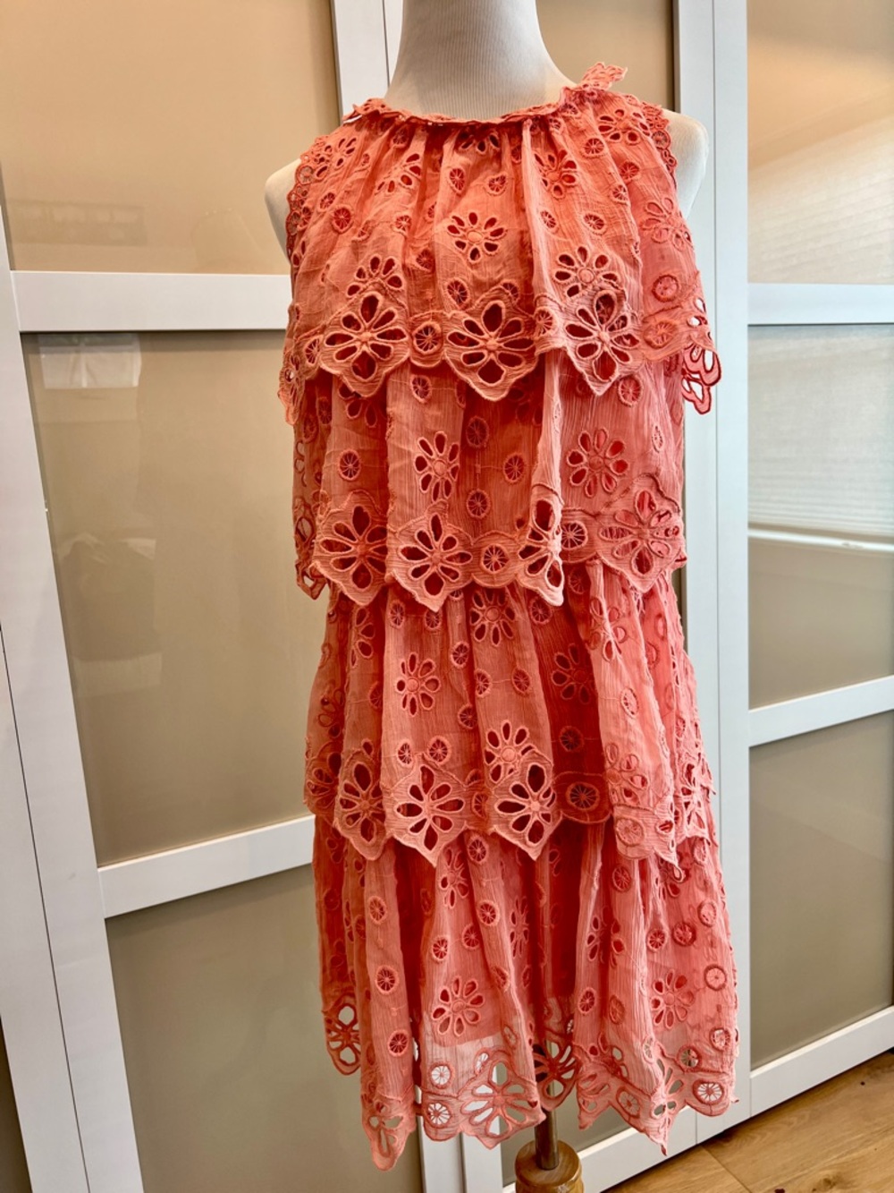 Vintage Rebecca Taylor Tiered pinwheel-eyelet dress.